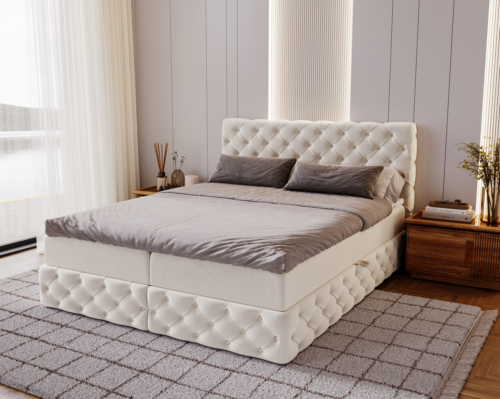 Łóżko chesterfield kontynentalne z pojemnikiem Chester Deluxe 120x200